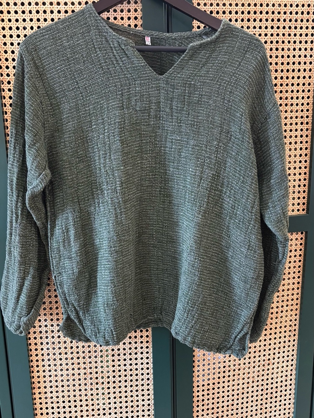 Thai Forest Green Knit Pullover Top